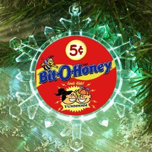Bit-O-Honey Candy Snowflake Blinks Lit Holiday Christmas Tree Ornament
